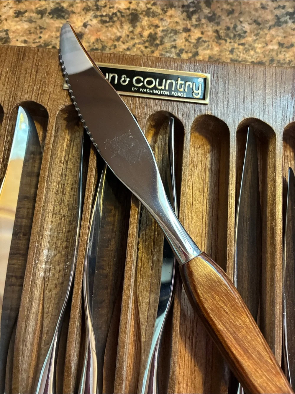 Vintage Town & Country wood handle steak knives